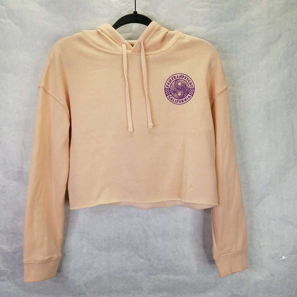 San Franpsycho Yin-Yang Crop Hoodie Women's S Sweatshirt Sporty Surfer Indie Y2K - Picture 4 of 16